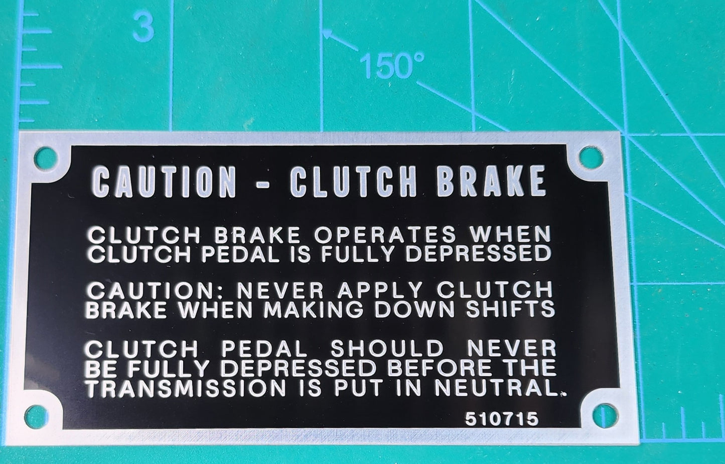 Clutch Brake Instruction Plate