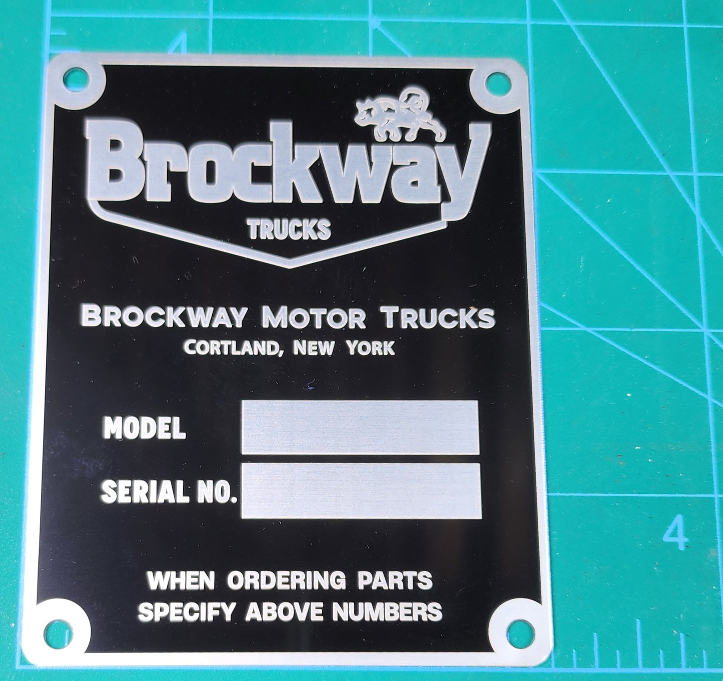 Brockway 400/500/700 Series Serial Number Tag (Copy)