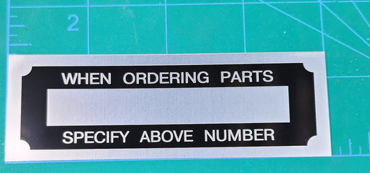 Serial Number (When Ordering) Brockway Tag