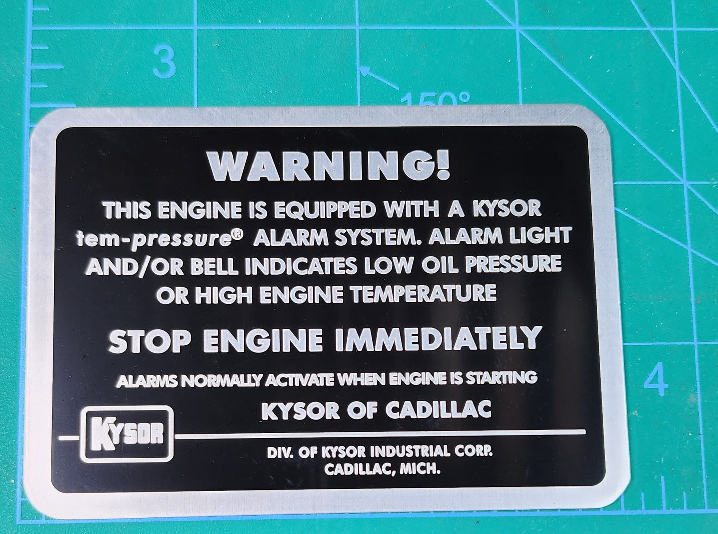 Kysor Alarm Plate