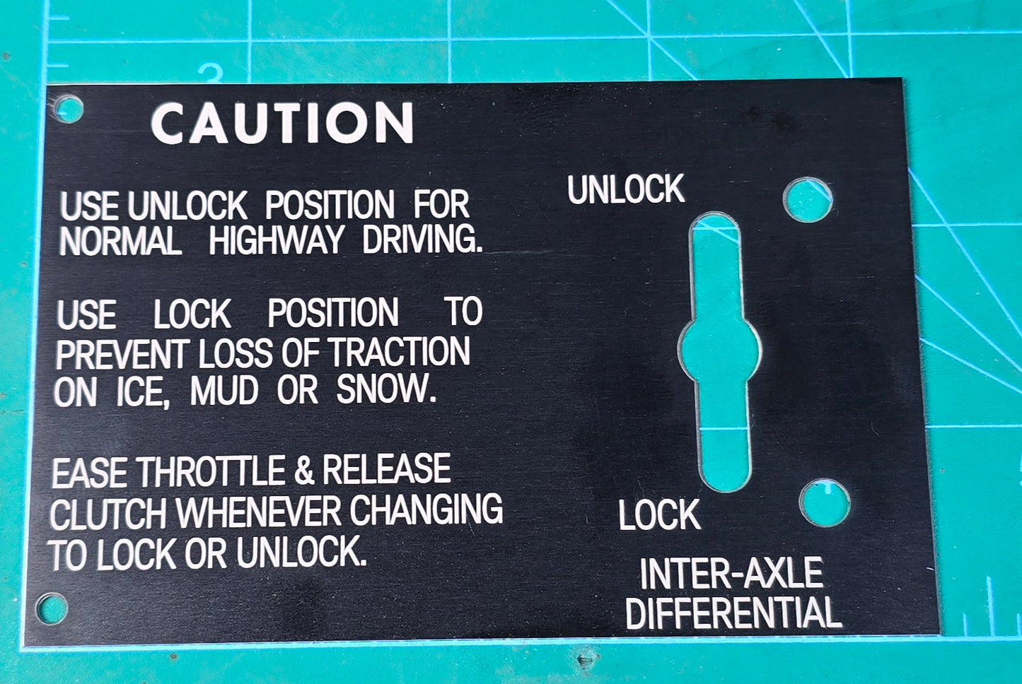 Kenworth Inter Axle Differential Lock Switch Plate