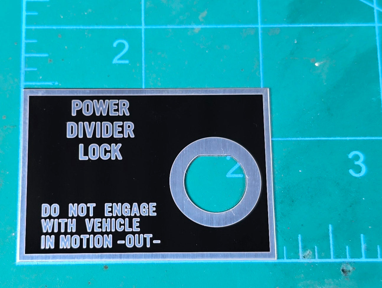 Mack Power Divider Lock Switch Label Plate