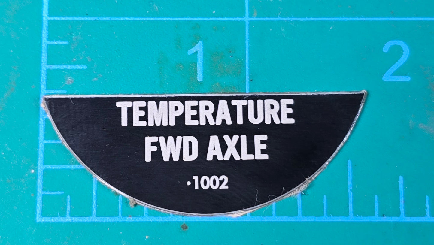 Kenworth Main Forward FWD Axle Temperature Gauge Label 1002